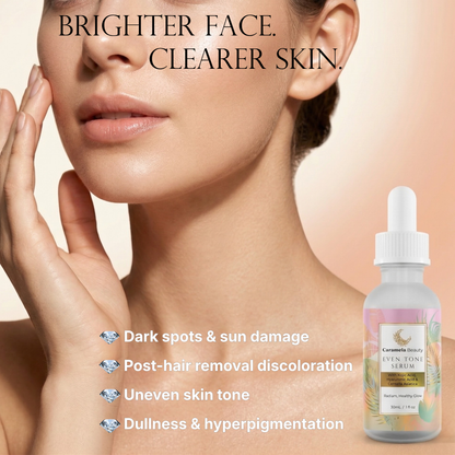 Caramela Beauty Even Tone Serum – Brightening Serum for Dark Spots & Hyperpigmentation with Kojic Acid, Hyaluronic Acid & Centella Asiatica – Radiant Healthy Glow – 1 fl oz / 30mL